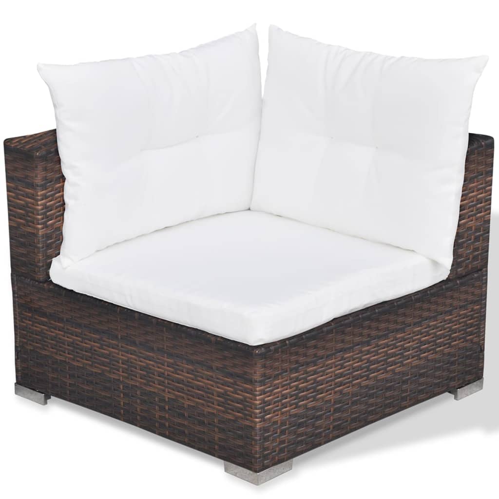 Outdoor Patio 5 Piece Poly Rattan Garden Furniture Lounge Set Corner Sofa With Cushions
