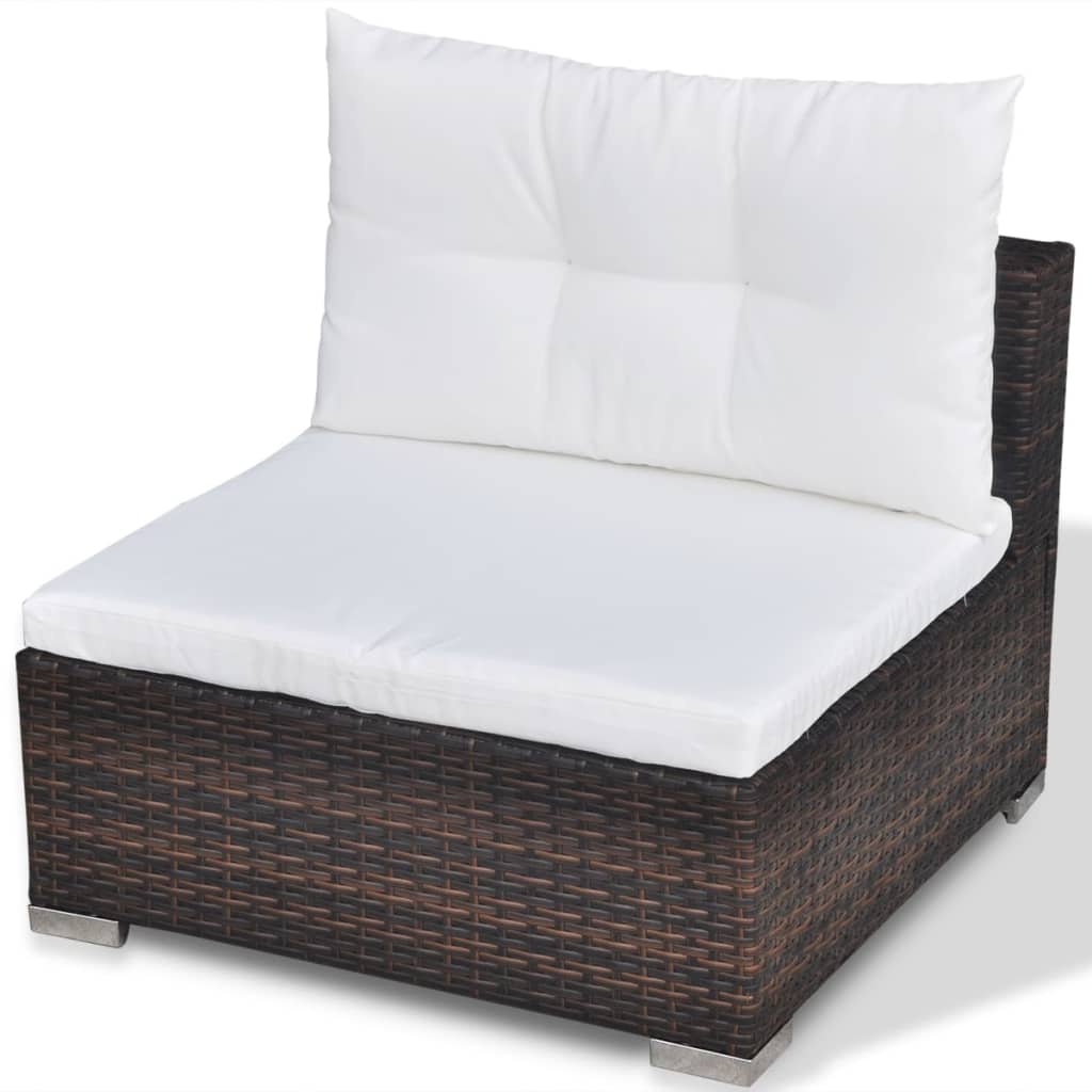 Outdoor Patio 5 Piece Poly Rattan Garden Furniture Lounge Set Corner Sofa With Cushions