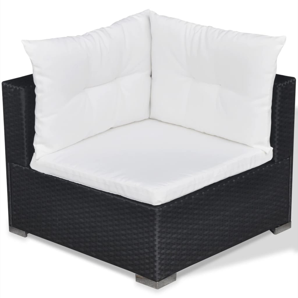 Outdoor Patio 5 Piece Poly Rattan Garden Furniture Lounge Set Corner Sofa With Cushions