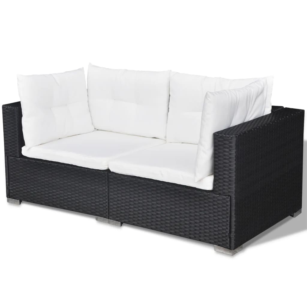 Outdoor Patio 5 Piece Poly Rattan Garden Furniture Lounge Set Corner Sofa With Cushions