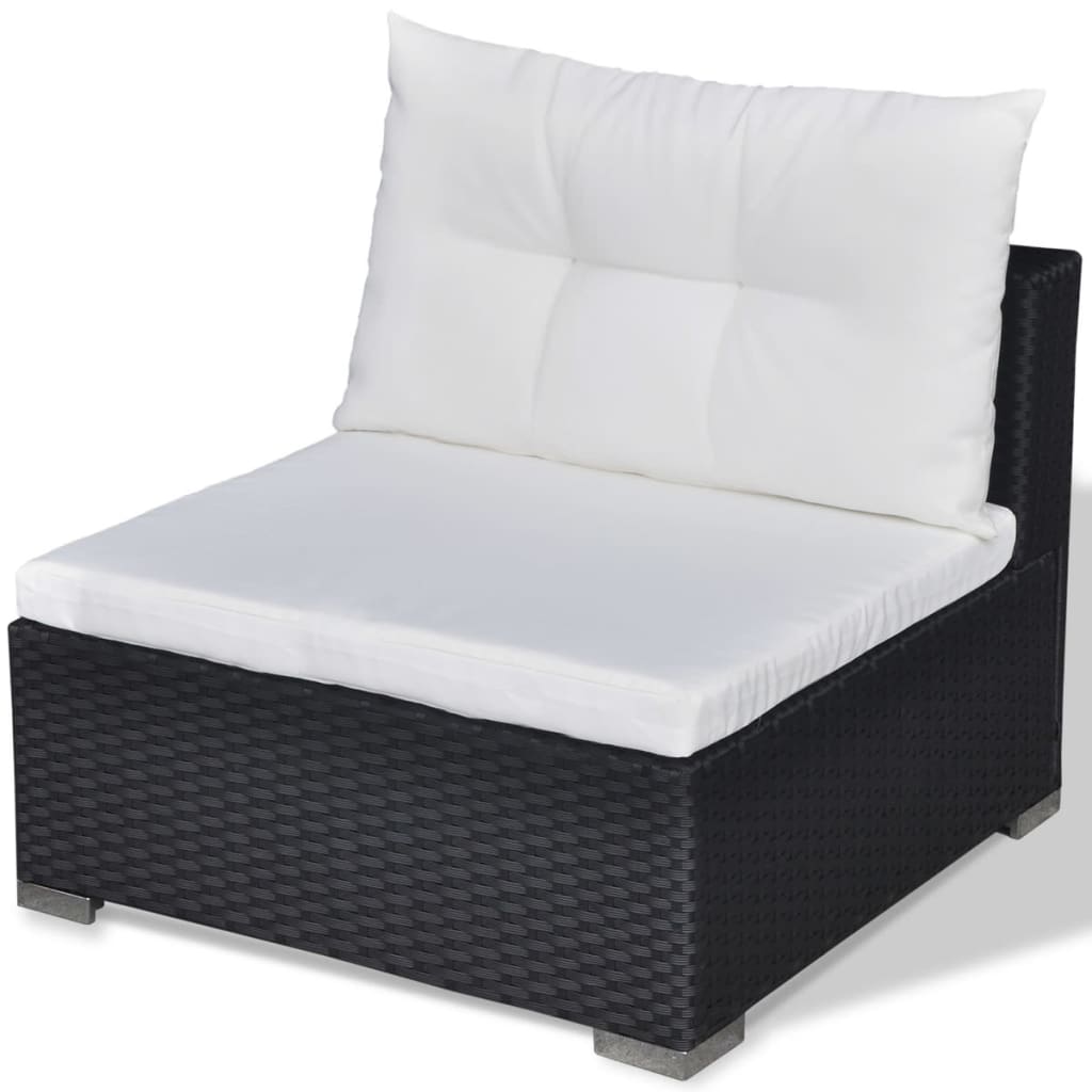 Outdoor Patio 5 Piece Poly Rattan Garden Furniture Lounge Set Corner Sofa With Cushions