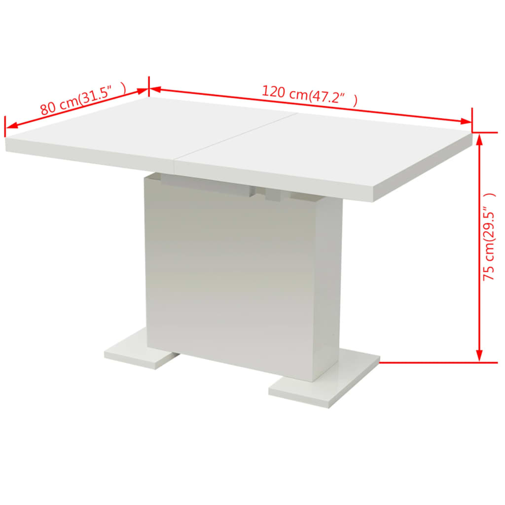 Extendable Dining Table High Gloss White