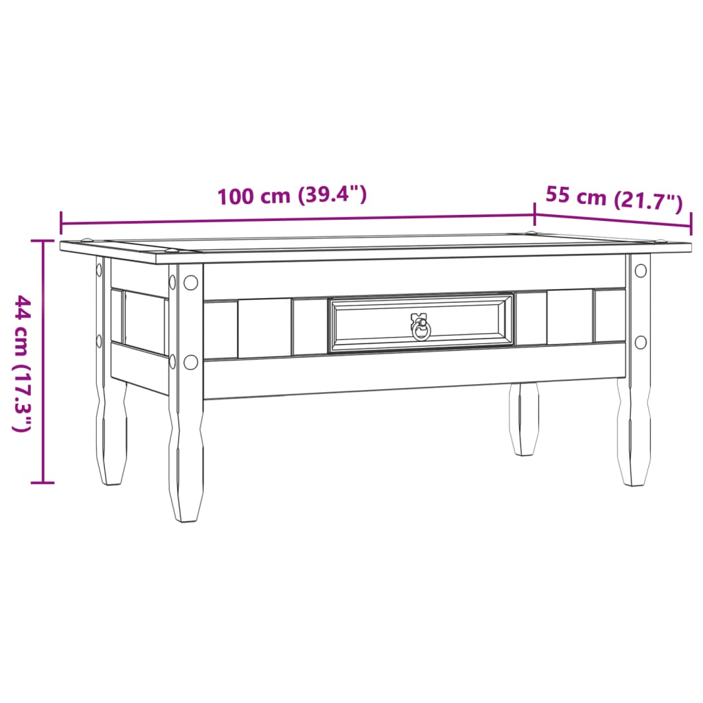 TEST - Rustic Wooden Coffee Table With Storage Drawer