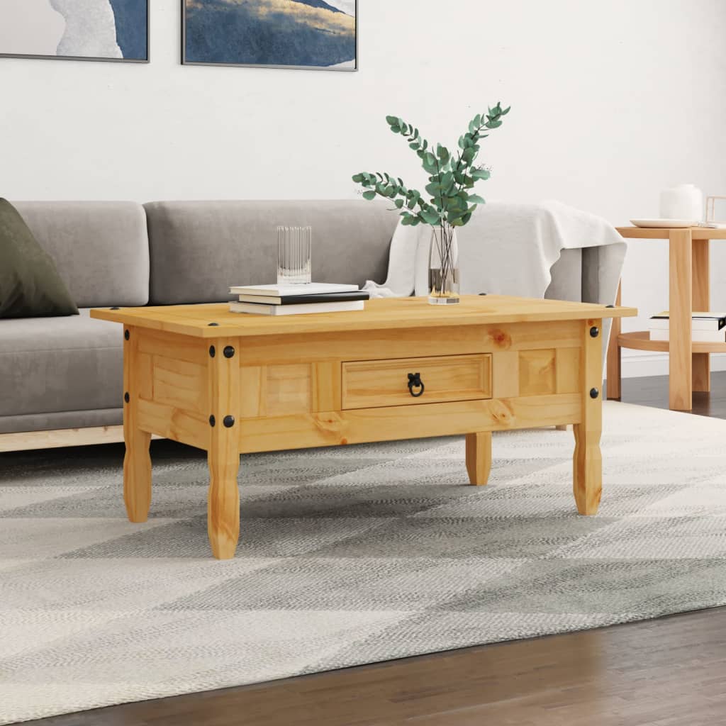 TEST - Rustic Wooden Coffee Table With Storage Drawer