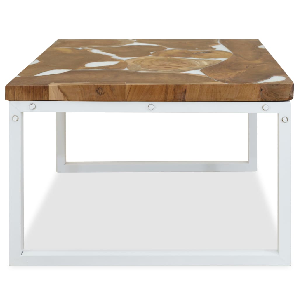 Coffee Table Teak Resin 60x60x40 cm White and Brown