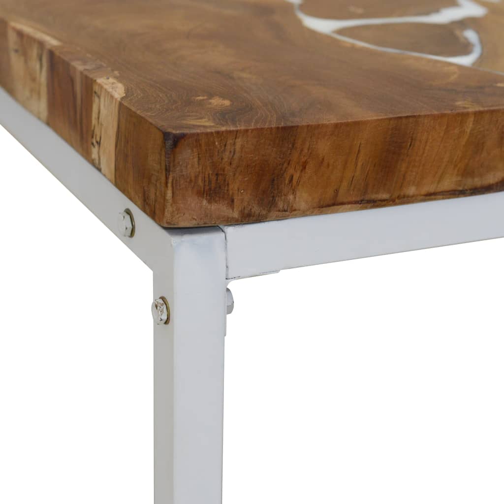 Coffee Table Teak Resin 60x60x40 cm White and Brown
