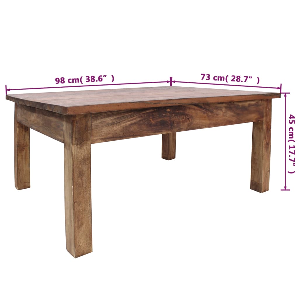 Coffee Table Solid Mahogany Wood 98x73x45 cm