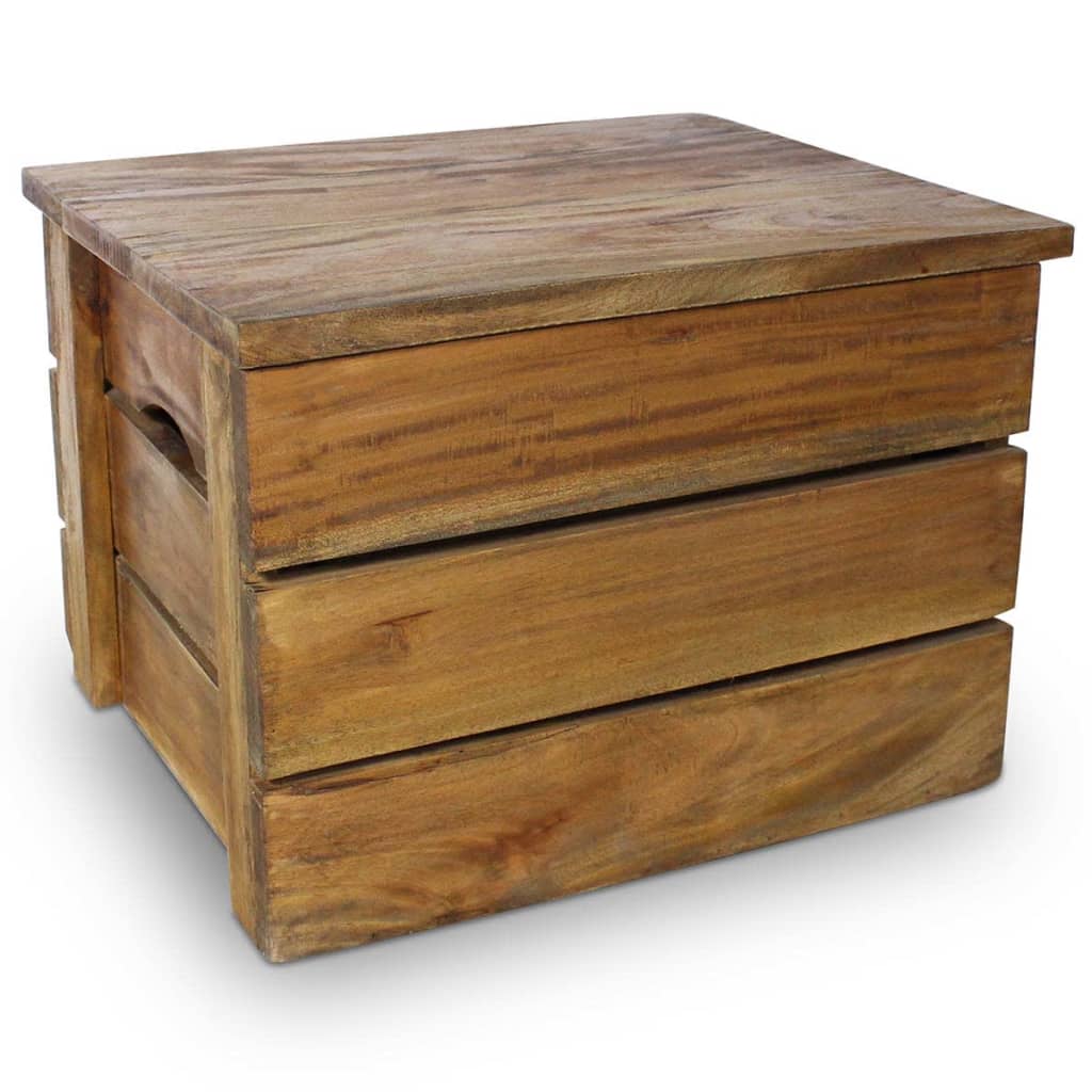 Storage Crate Set 2 Pieces Solid Mahogany Wood