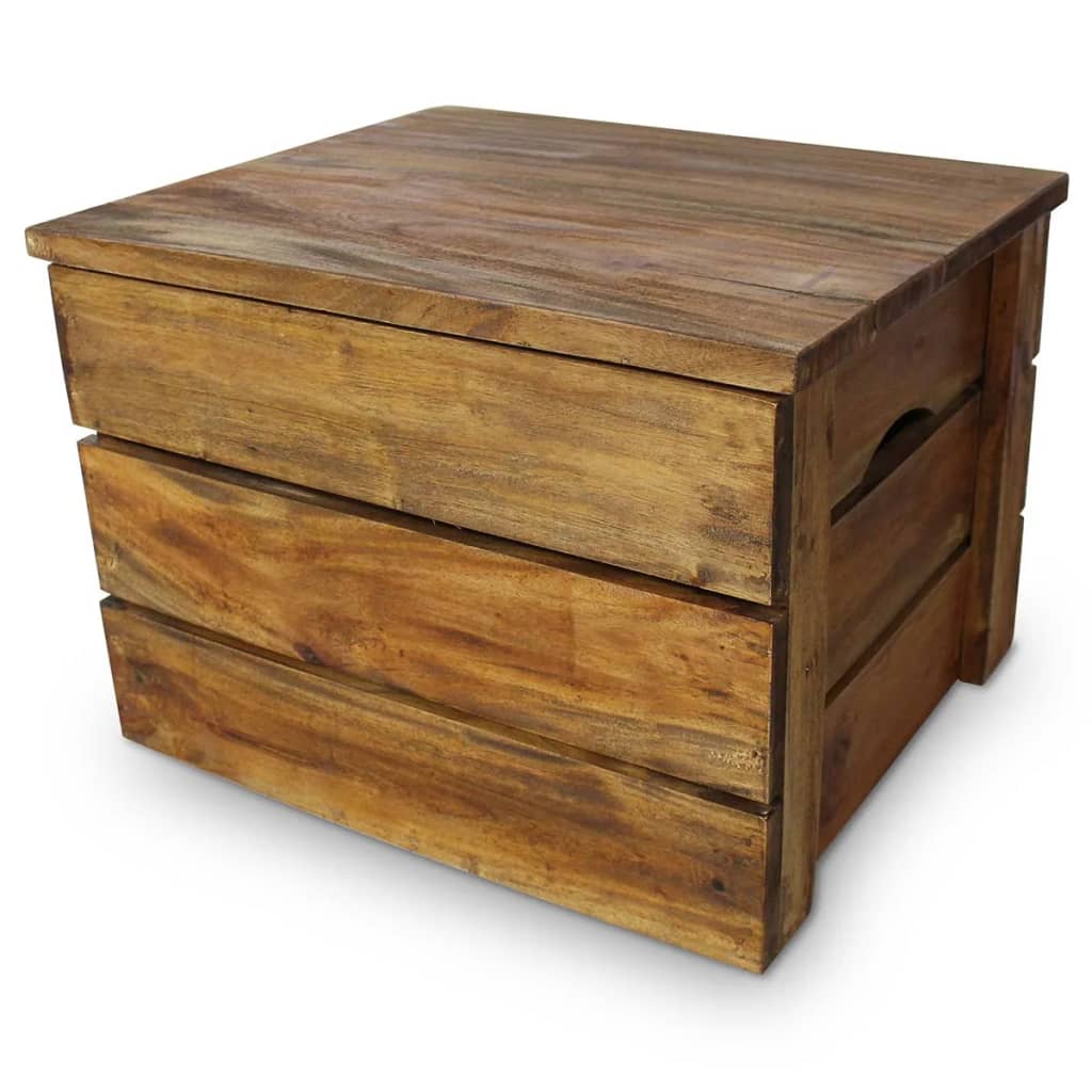 Storage Crate Set 2 Pieces Solid Mahogany Wood