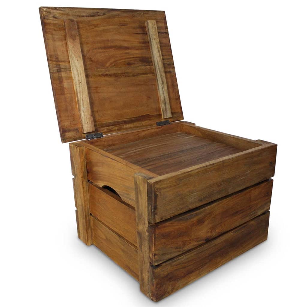 Storage Crate Set 2 Pieces Solid Mahogany Wood