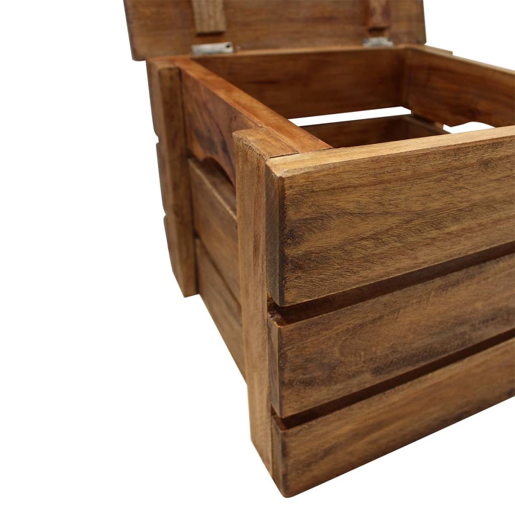 Storage Crate Set 2 Pieces Solid Mahogany Wood