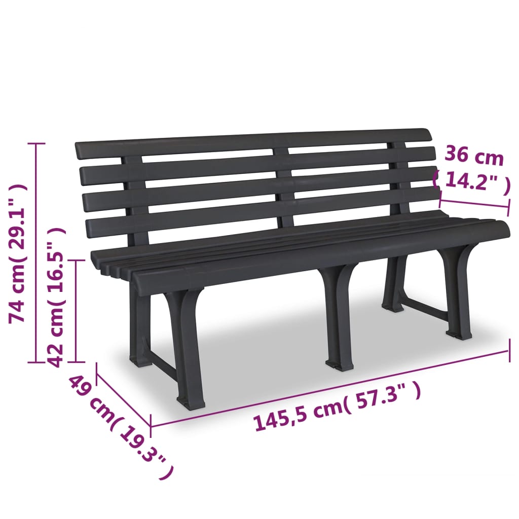 Outdoor Patio Plastic 2/3 Person Garden Bench Chair Outside Benches