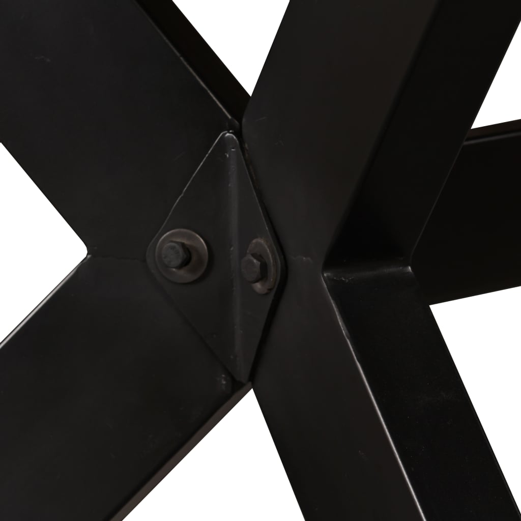 Dining Table Solid Mango Wood and Steel Cross 180 cm