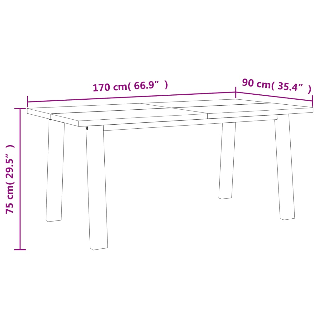 Dining Table Solid Acacia Wood 170x90 cm
