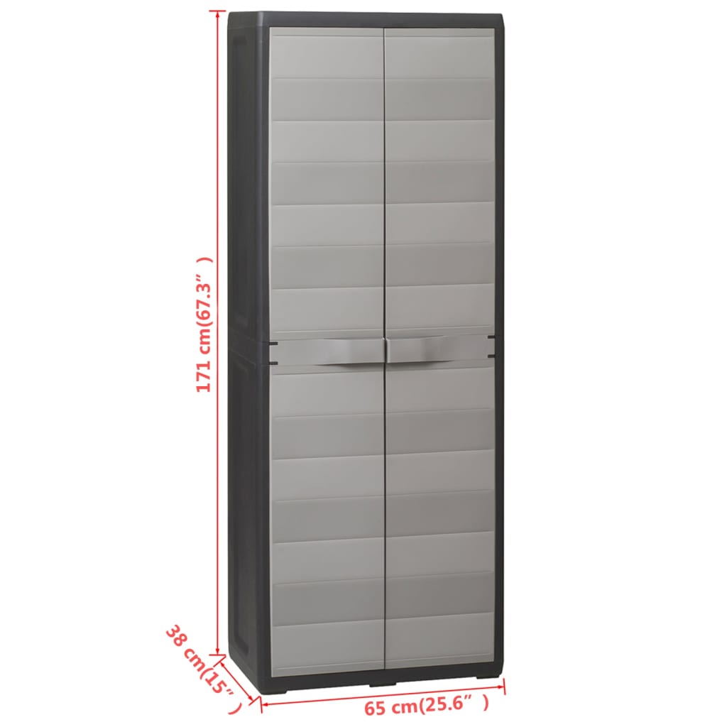 Garden Storage Cabinet with 3 Shelves Black and Grey