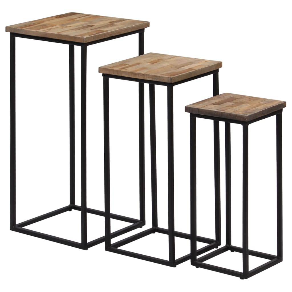 3 Piece Plant Table Set Reclaimed Teak