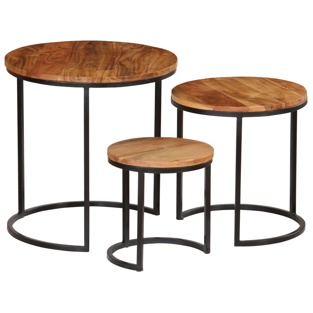 Coffee Table Set 3 Pieces Solid Acacia Wood