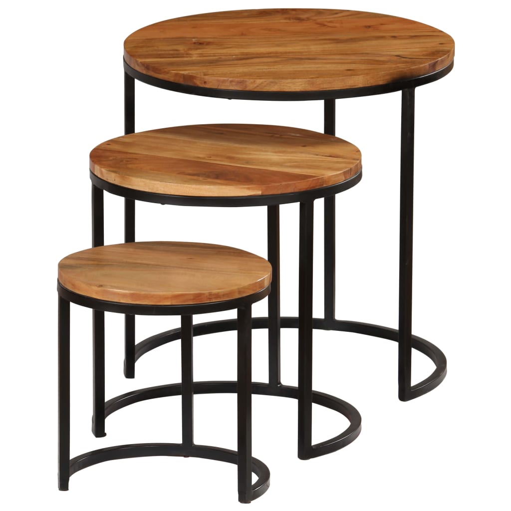 Coffee Table Set 3 Pieces Solid Acacia Wood