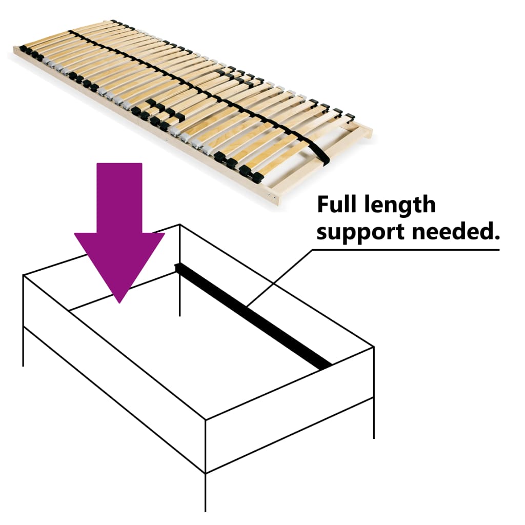 Slatted Bed Base without Mattress with 28 Slats 7 Zones 90x200 cm