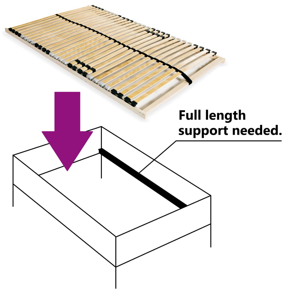 Slatted Bed Base without Mattress with 28 Slats 7 Zones 140x200 cm