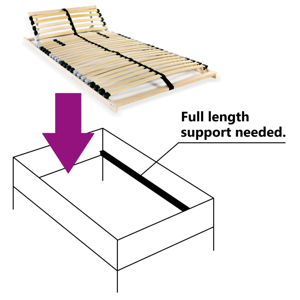 Slatted Bed Base without Mattress with 28 Slats 7 Zones 90x200 cm