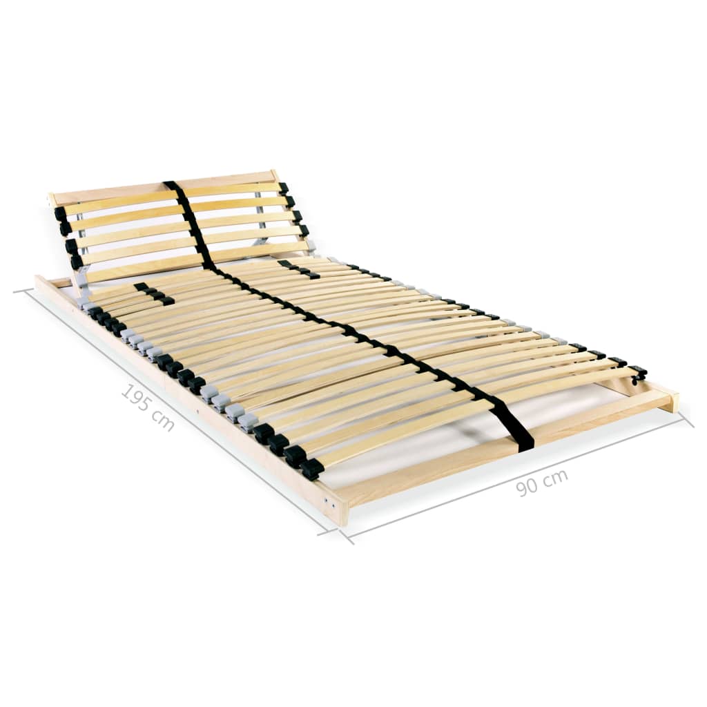 Slatted Bed Base without Mattress with 28 Slats 7 Zones 90x200 cm