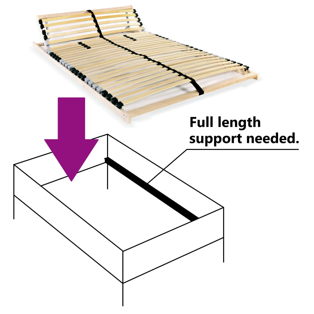 Slatted Bed Base without Mattress with 28 Slats 7 Zones 140x200 cm