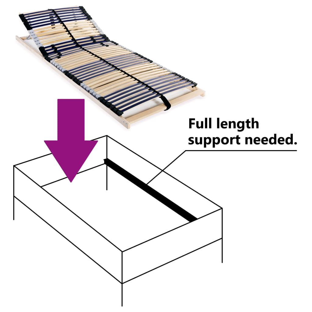 Slatted Bed Base without Mattress with 42 Slats 7 Zones 80x200 cm