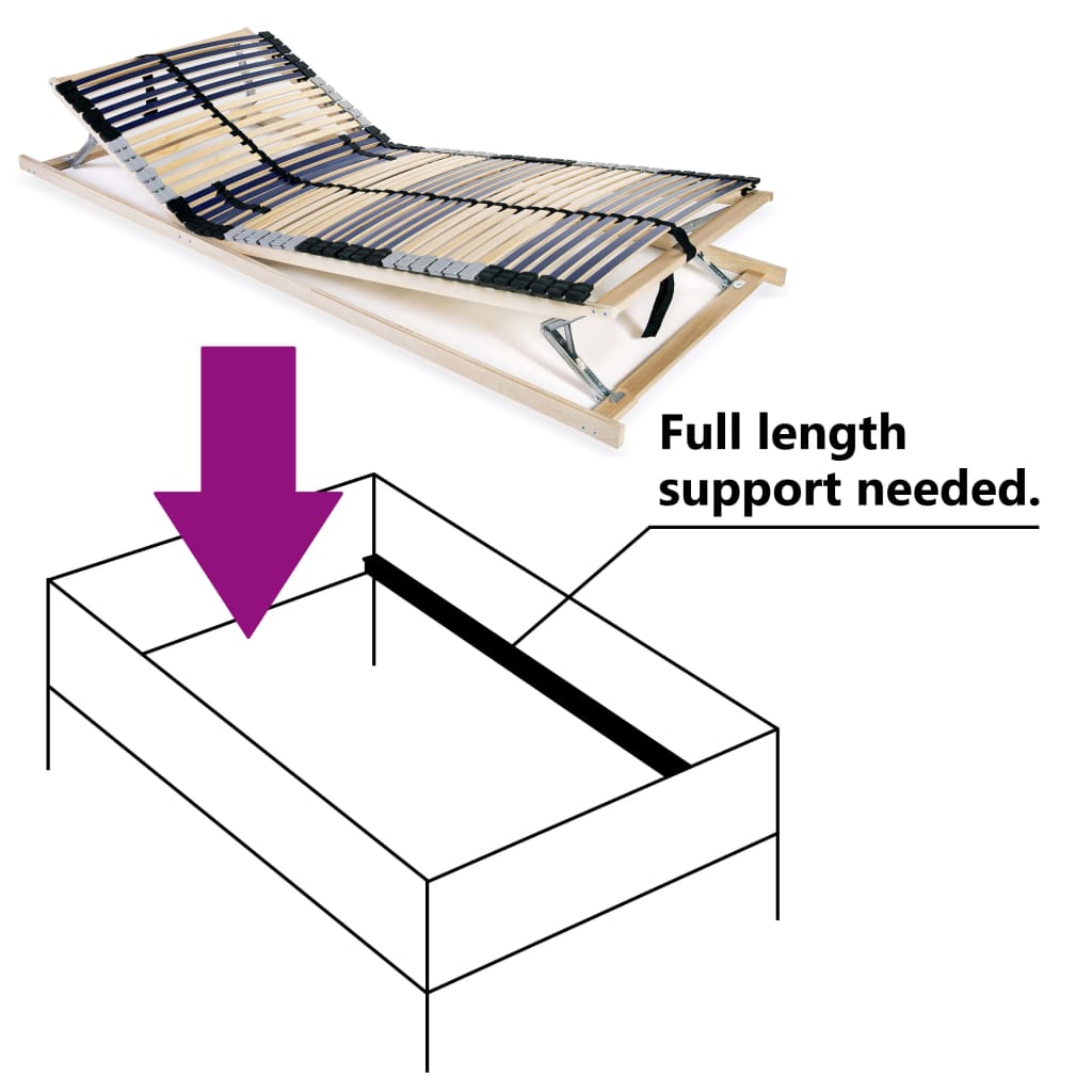 Slatted Bed Base without Mattress with 42 Slats 7 Zones 70x200 cm