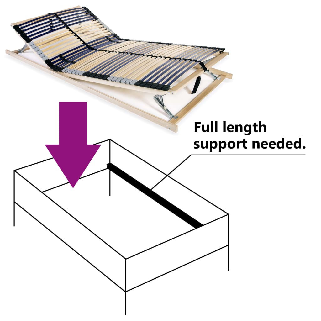 Slatted Bed Base without Mattress with 42 Slats 7 Zones 140x200 cm