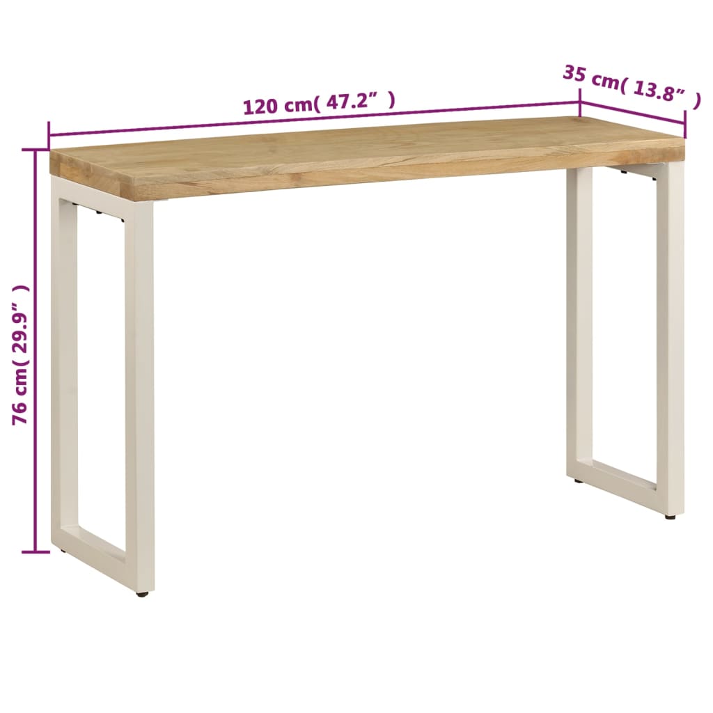 Console Table 120x35x76 cm Solid Mango Wood and Steel