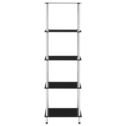 5-Tier Shelf Black 40x40x130 cm Tempered Glass