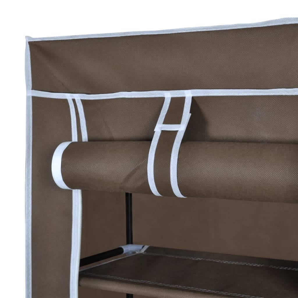 Fabric Shoe Cabinet with Cover 162 x 57 x 29 cm Brown