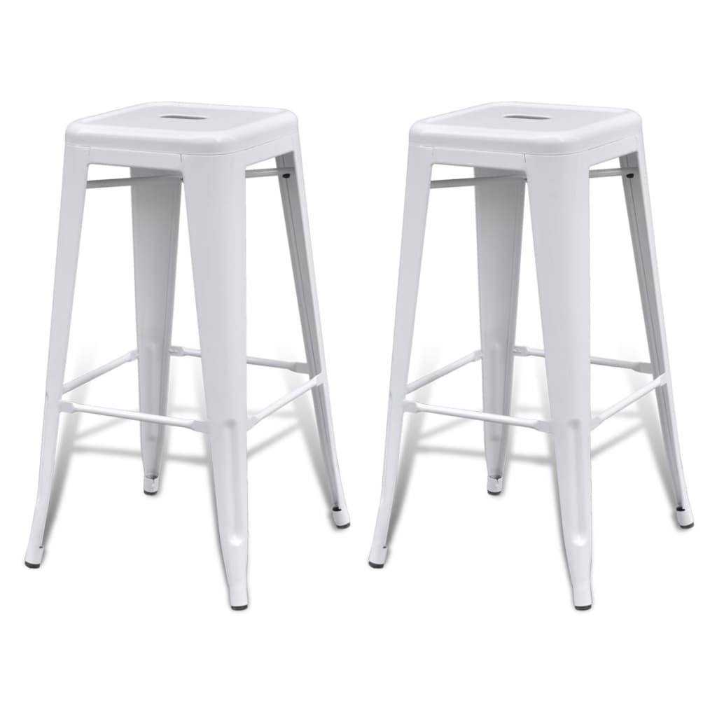 Bar Stools 2 pcs White Steel