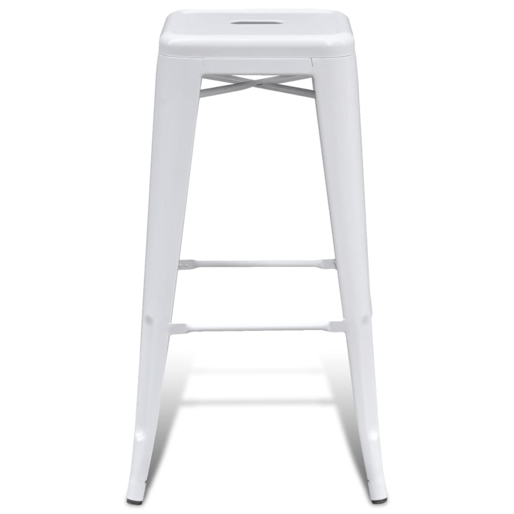 Bar Stools 2 pcs White Steel