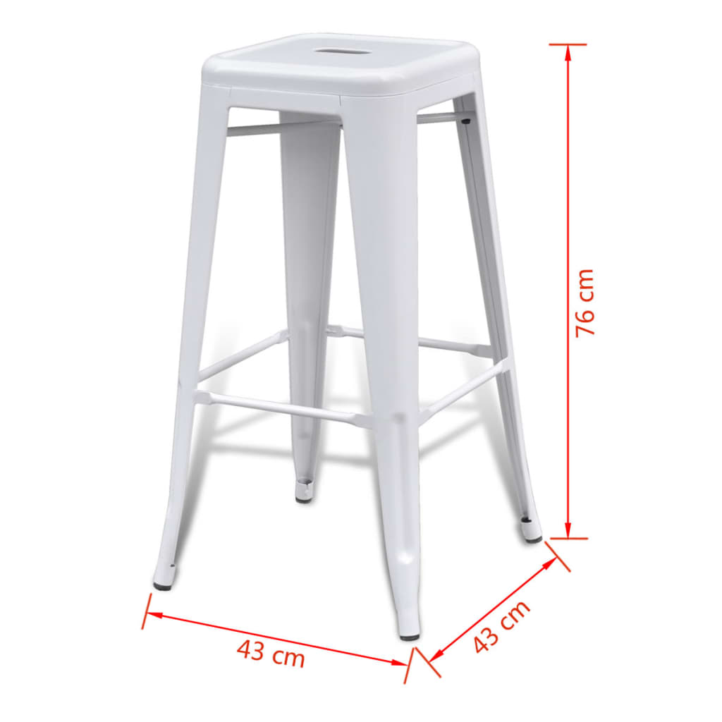 Bar Stools 2 pcs White Steel