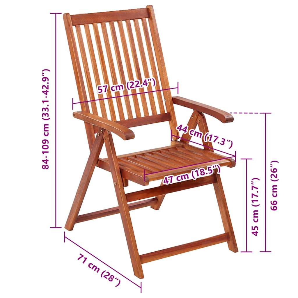 Outdoor Patio Wooden Foldable Garden Chairs Acacia Wood Seats 2 3 4 6 8 pcs