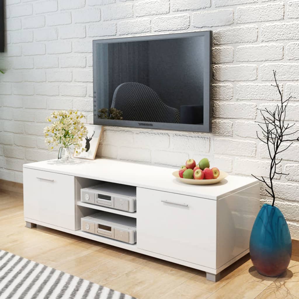 Modern Wooden 47 Inch TV Tele Stand Unit Cabinet With 2 Doors & Open Storage