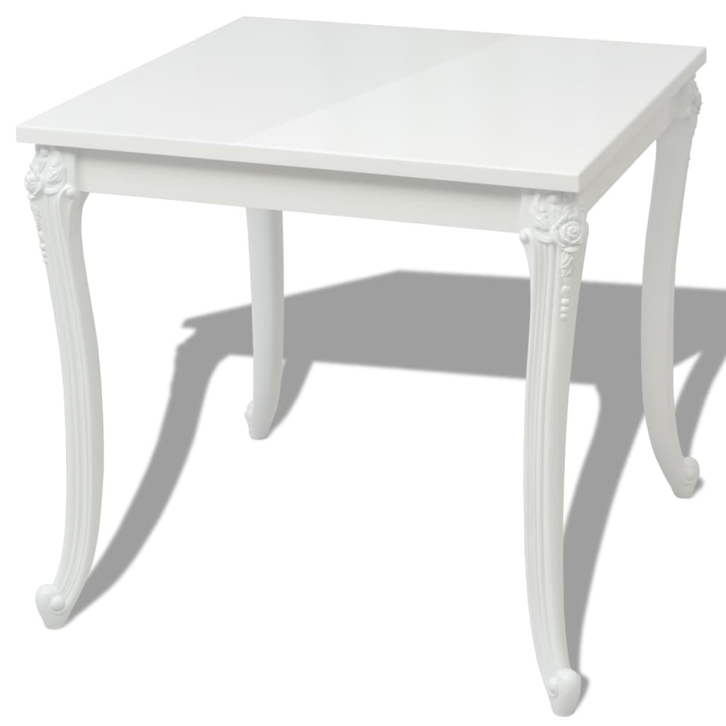Classic Style White High Gloss Wooden Dining Table Wood Dinner Kitchen Tables
