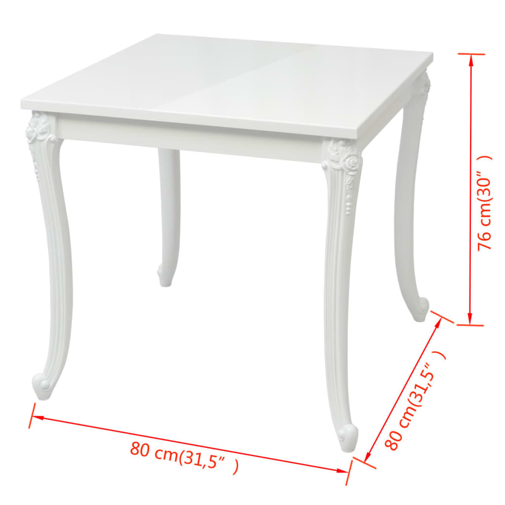 Classic Style White High Gloss Wooden Dining Table Wood Dinner Kitchen Tables