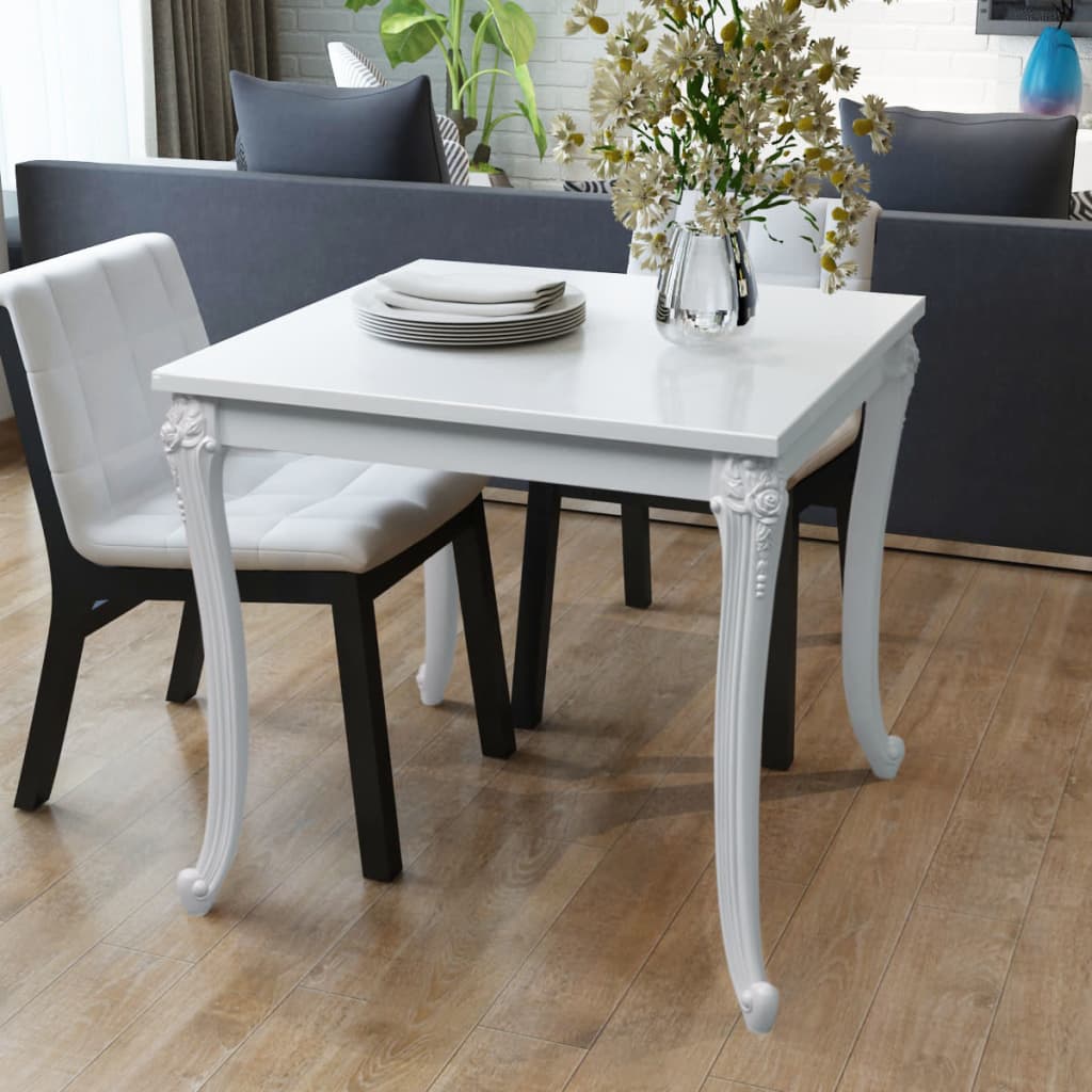 Classic Style White High Gloss Wooden Dining Table Wood Dinner Kitchen Tables