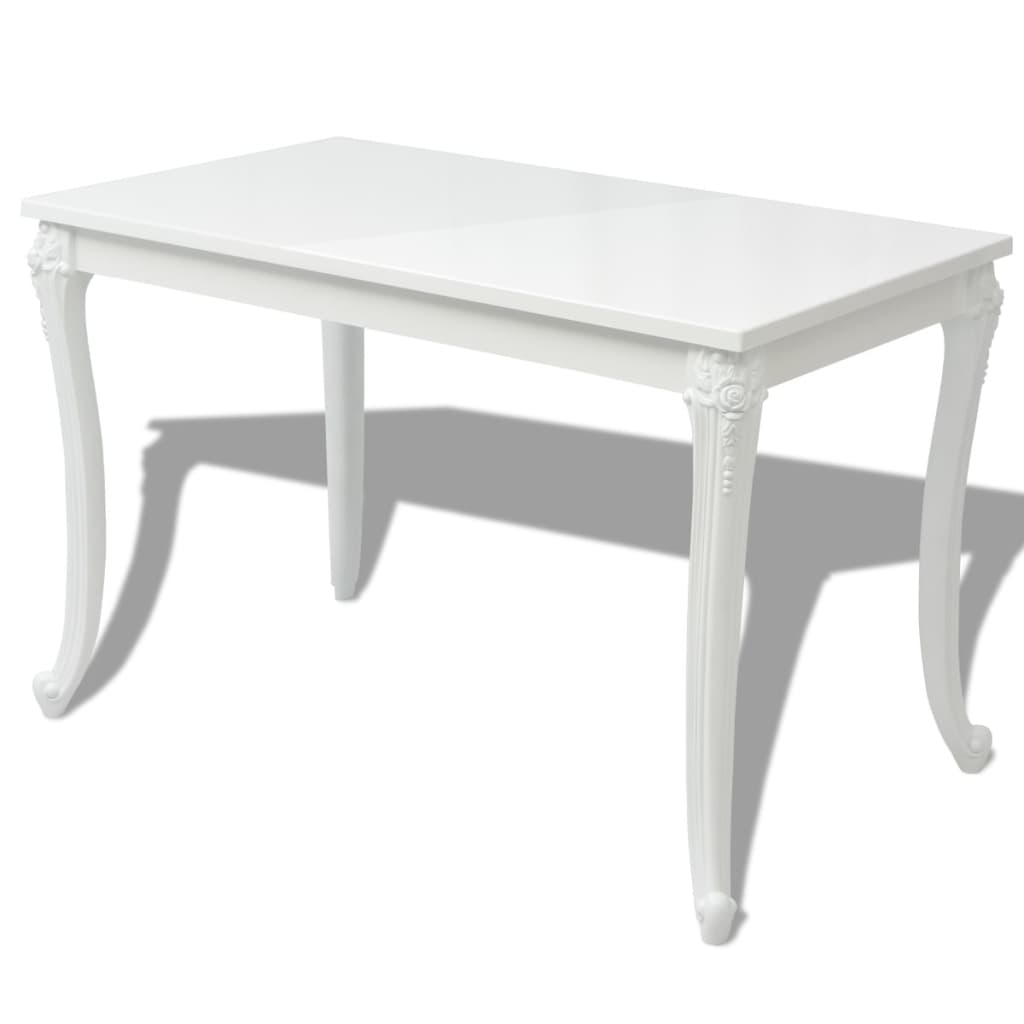 Classic Style White High Gloss Wooden Dining Table Wood Dinner Kitchen Tables