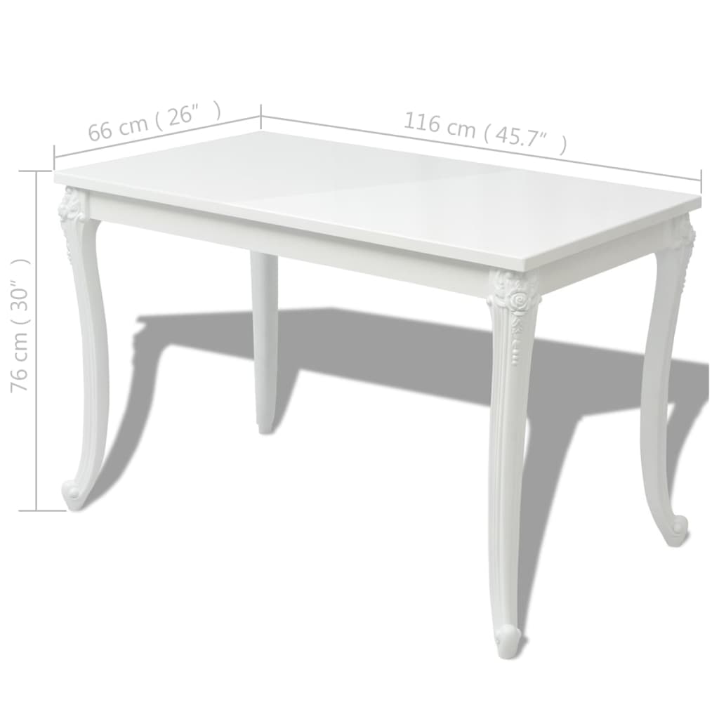 Classic Style White High Gloss Wooden Dining Table Wood Dinner Kitchen Tables