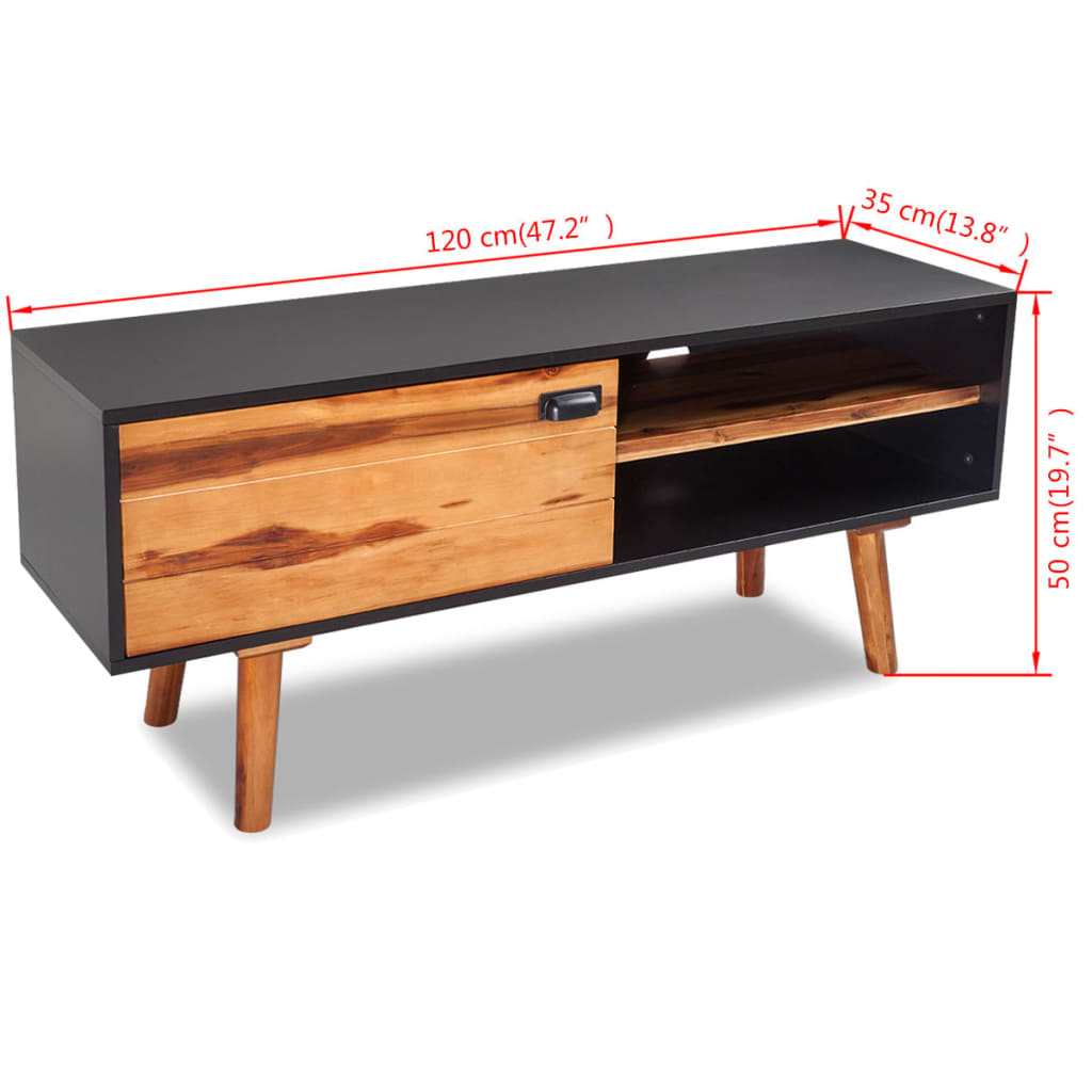 Solid Acacia Wood TV Cabinet 120x35x50 cm