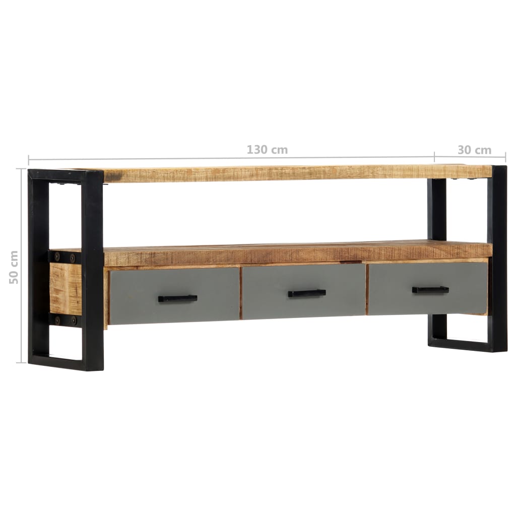 TV Cabinet 130x30x50 cm Solid Mango Wood