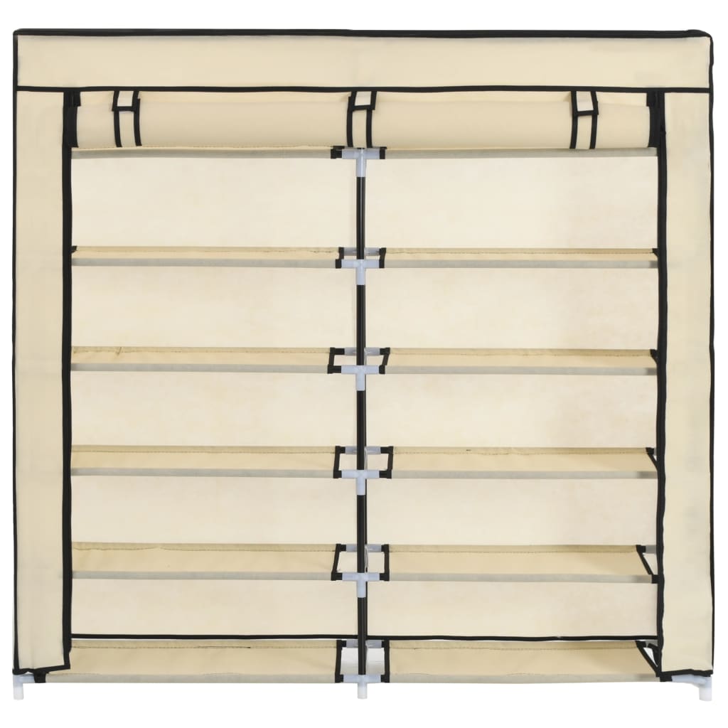 Shoe Cabinet with Cover Cream 115x28x110 cm Fabric