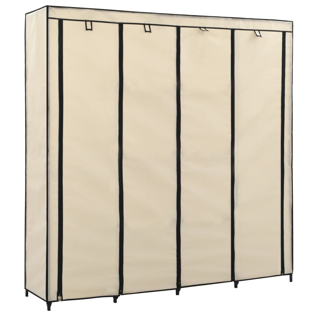 Wardrobe with 4 Compartments Cream 175x45x170 cm