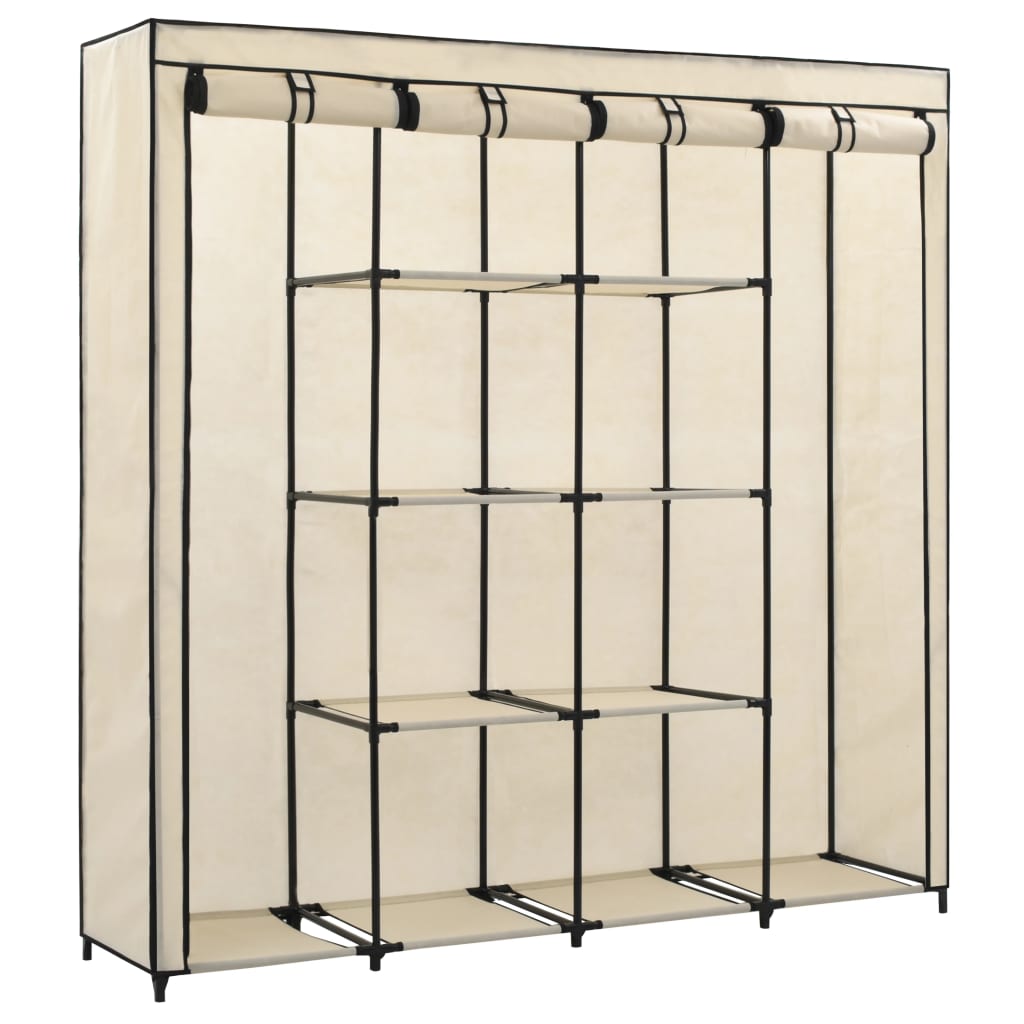 Wardrobe with 4 Compartments Cream 175x45x170 cm