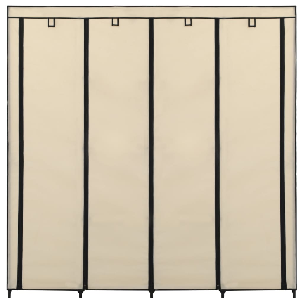 Wardrobe with 4 Compartments Cream 175x45x170 cm