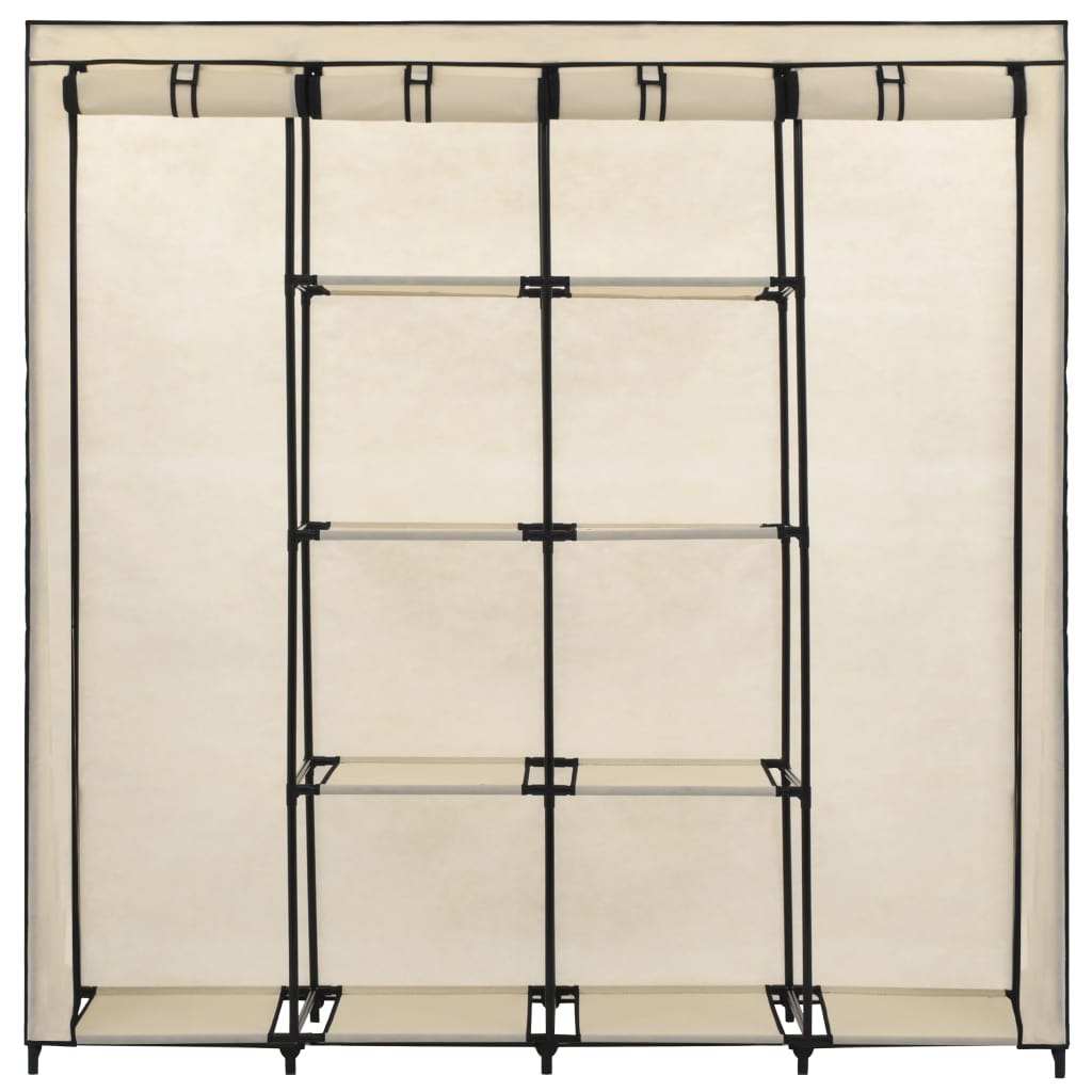 Wardrobe with 4 Compartments Cream 175x45x170 cm